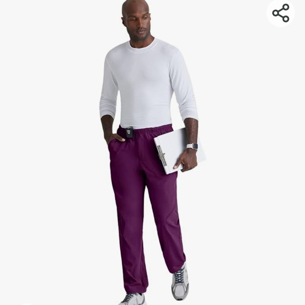 Barco One 0217 Men's Athletic Jogger Scrub Pants Size 2X - Wine- NWT